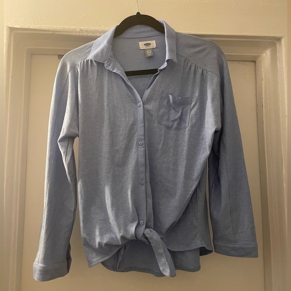 Old Navy Blue button down tie up too size L - Picture 2 of 7